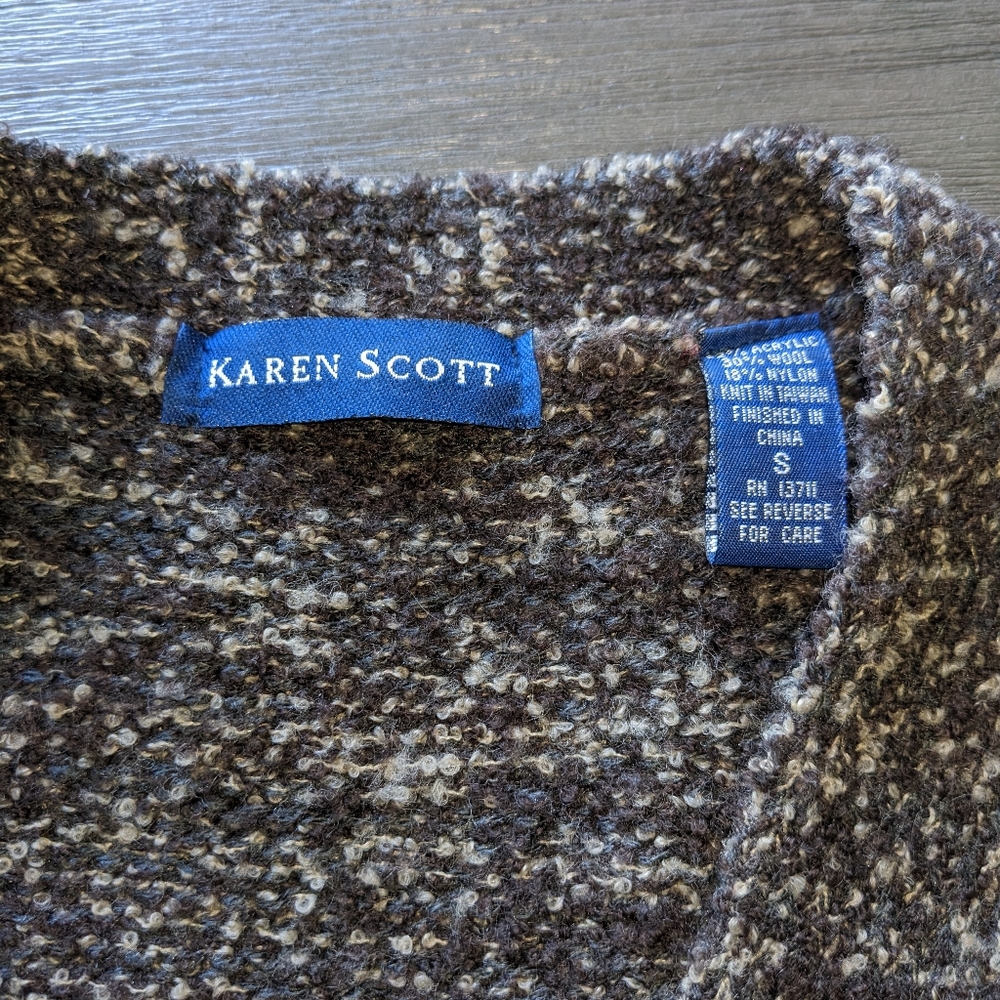 Karen Scott Wool Knitted Cardigan Sweater - Picture 2 of 3